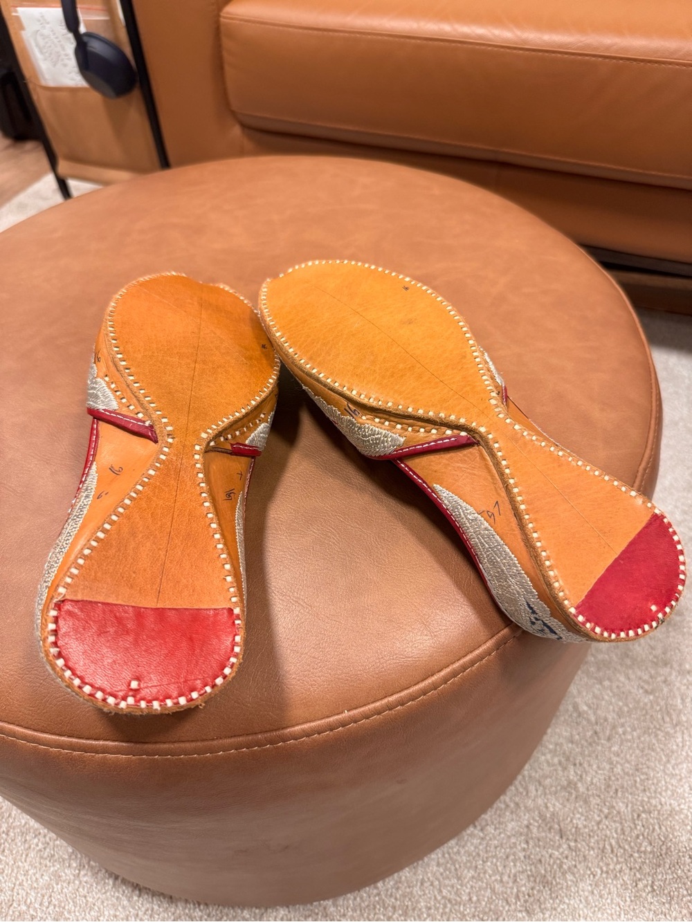 Traditional Embroidered Silver Flats with Red Lining - Picture 4 of 4